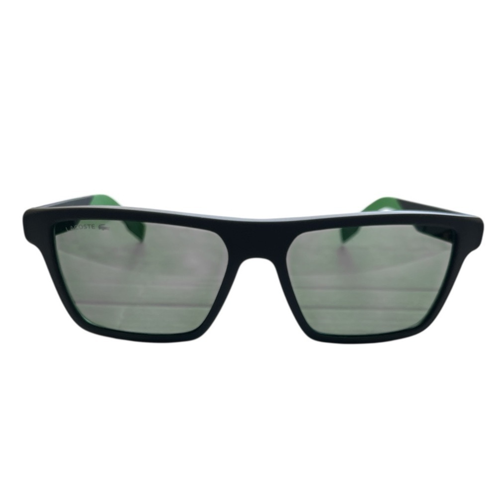 Lacoste Sunglasses in Matte Black Frame and Green Highlights - Picture 6 of 13